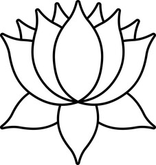 Poster - Black Outline Illustration Of Lotus Flower Icon.