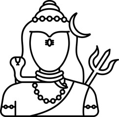 Canvas Print - Lord Shiva Cartoon Character Black Stroke Icon.