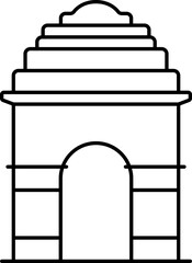 Sticker - Black Outline Illustration Of India Gate Icon.