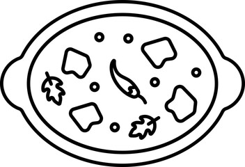 Sticker - Black Linear Style Curry Pot Icon.