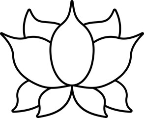 Canvas Print - Black Thin Line Art Of Lotus Flower Icon.