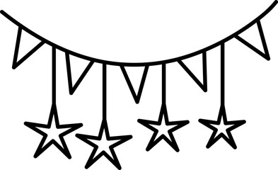 Poster - Isolated Bunting Flag With Hanging Star Icon.