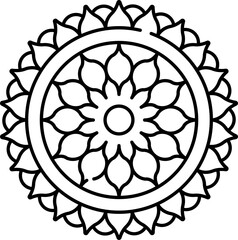 Poster - Thin Linear Style Circular Floral Design Icon.