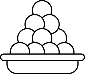 Sticker - Black Linear Style Laddu Plate Icon.