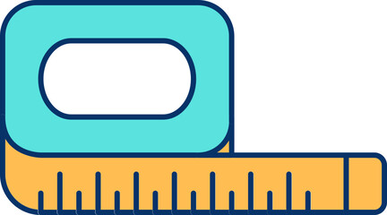 Sticker - Measuring Tape Icon In Turquoise And Orange Color.