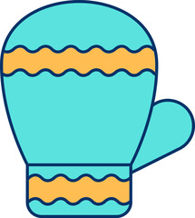 Sticker - Mitten Icon In Turquoise And Orange Color.