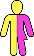 Sticker - Yellow And Pink Illustration Of Gay Silhouette Icon.