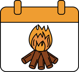 Sticker - Bonfire Symbol Calendar Brown And Orange Icon.