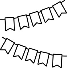 Wall Mural - Hanging Bunting Flag Icon In Line Art.