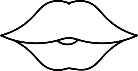 Sticker - Black Linear Style Kiss Icon Or Symbol.