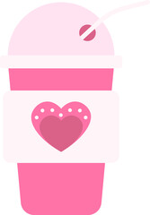 Poster - Heart Symbol On Disposable Cup Icon In Pink Color.