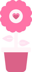 Poster - Pink Color Flower Pot Icon.