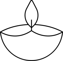 Sticker - Burning Diya (Oil Lamp) Line Art Icon.