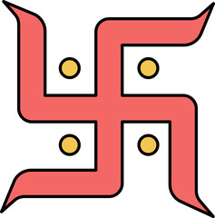 Poster - Red And Yellow Swastika Symbol On White Background.