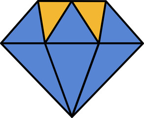 Poster - Flat Style Diamond Yellow And Blue Icon.