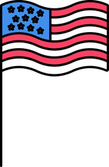 Sticker - Waving American Flag Flat Icon Or Symbol.