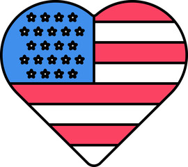 Sticker - Heart Shape American Flag Icon Or Symbol.