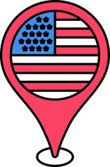 Poster - USA Flag Map Pin Icon In Flat Style.