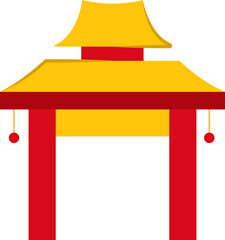 Sticker - Red And Yellow Chinese Building Icon In Flat Style.