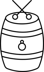 Sticker - Isolated Drum With Stick Icon In Line Art.