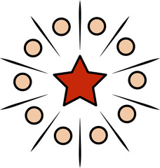 Sticker - Colorful Firework Star Icon In Flat Style.