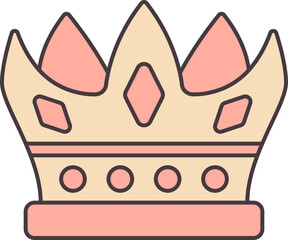 Sticker - Peach Yellow And Red Crown Flat Icon