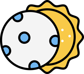 Sticker - Solar Eclipse Icon In Yellow And Blue Color.