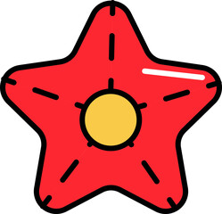 Sticker - Starfish Icon In Red And Yellow Color.