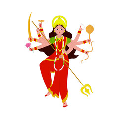 Wall Mural - Hindu Mythology Goddess Durga Sculpture On White Background.