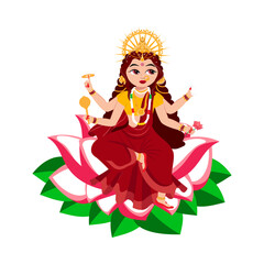 Poster - Indian Goddess Siddhidatri Sculpture On White Background.