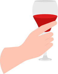 Sticker - Vector Illustration Of Hand Holding Wine Glass Icon In Sticker Style.