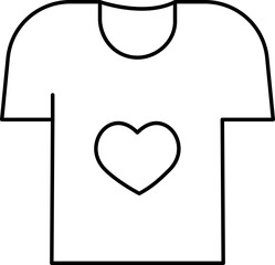 Wall Mural - Isolated Heart T-Shirt Icon In Line Art.