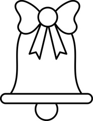 Poster - Isolated Bell With Bow Ribbon Icon Or Symbol In Black Line Art.