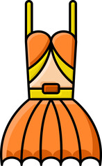 Wall Mural - Illustration Of Sleeveless Frock Icon In Orange And Yellow Color.