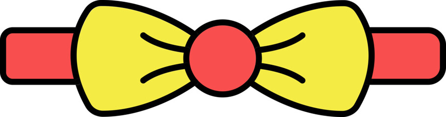 Sticker - Isolated Bow Ribbon Icon In Red And Yellow Color.