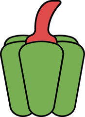 Sticker - Green And Red Capsicum Icon In Flat Style.