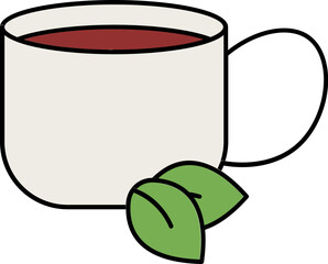 Sticker - Herbal Tea Cup Green And Brown Color Icon.