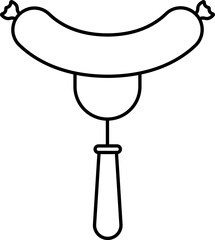 Sticker - Isolated Sausage With Fork Spoon Icon In B&w Color.