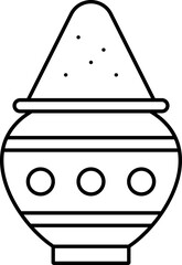 Sticker - Black Stroke Illustration Of Kumkum (Vermilion) Pot Icon.