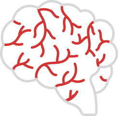 Wall Mural - Linear Style Brain Anatomy Red And Grey Icon.