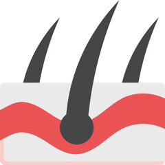 Sticker - Hair Follicle Internal Structure Icon In Red And Grey Color.