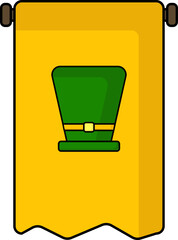 Sticker - Leprechaun Hat Poster Hang Icon In Green And Yellow Color.