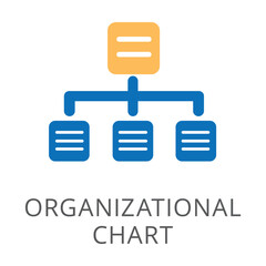 Canvas Print - Simple business structure isolated on white. Colored flat vector icon of organizational chart. Business and organization concept