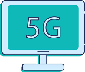 Wall Mural - 5G Text With Computer for High Speed Network Connection Icon In Blue Color.