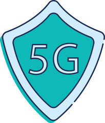 Poster - 5g Text With Shield Flat Icon In Blue Color.