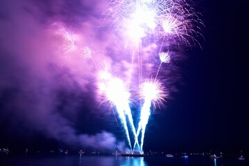 Wall Mural - Holiday fireworks on the black sky background