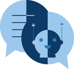 Wall Mural - Blue Illustration of Chatbot Flat Icon.