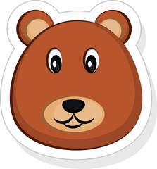 Canvas Print - Isolated Cute Cartoon Bear Face In Sticker Style.