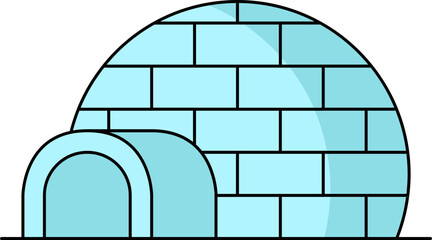 Sticker - Isolated Blue Igloo Icon In Flat Style.