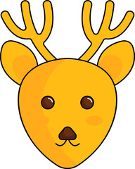 Sticker - Yellow Reindeer Face Or Head Icon In Flat Style.